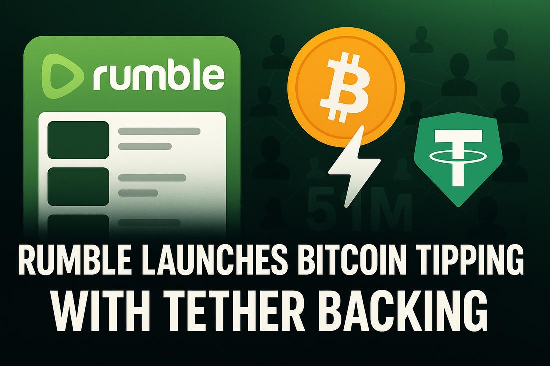 Rumble Launches Bitcoin Tipping for 51 Million Users with Tether Backing